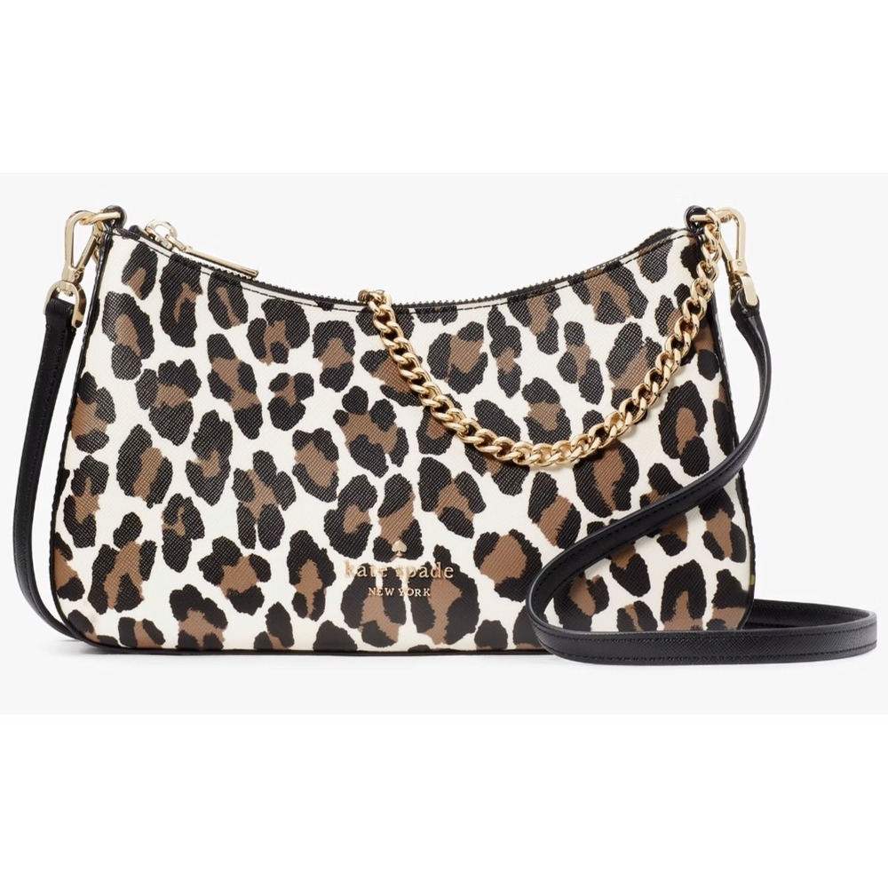 Kate Spade Madison Leopard Medium Convertible Crossbody Bag KH460 Cream Multi